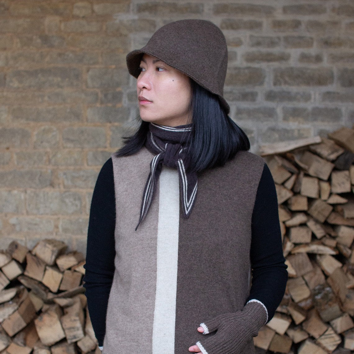 Tipped Neck Scarf - Cacao