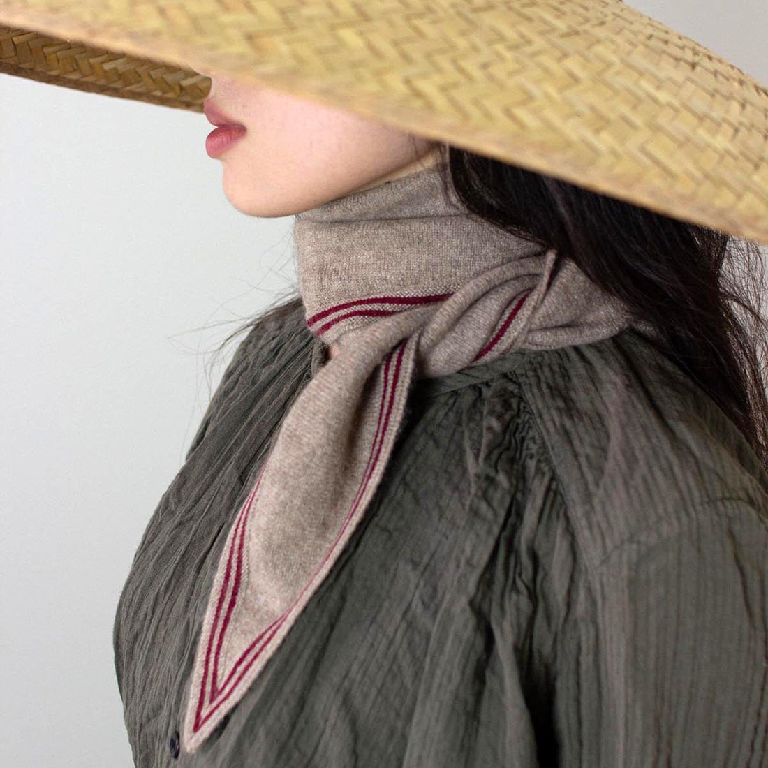 Tipped Neck Scarf - Mocha