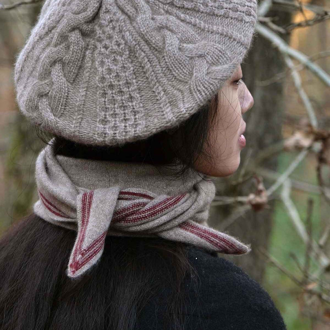 Tipped Neck Scarf - Mocha
