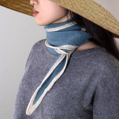 Tipped Neck Scarf - Blue