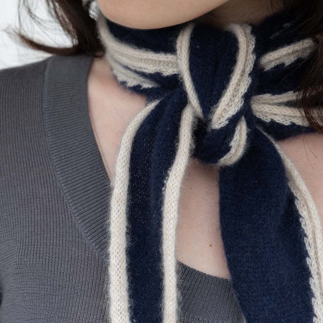 Tipped Neck Scarf - Navy