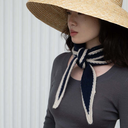 Tipped Neck Scarf - Navy