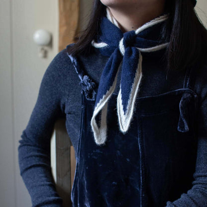 Tipped Neck Scarf - Navy