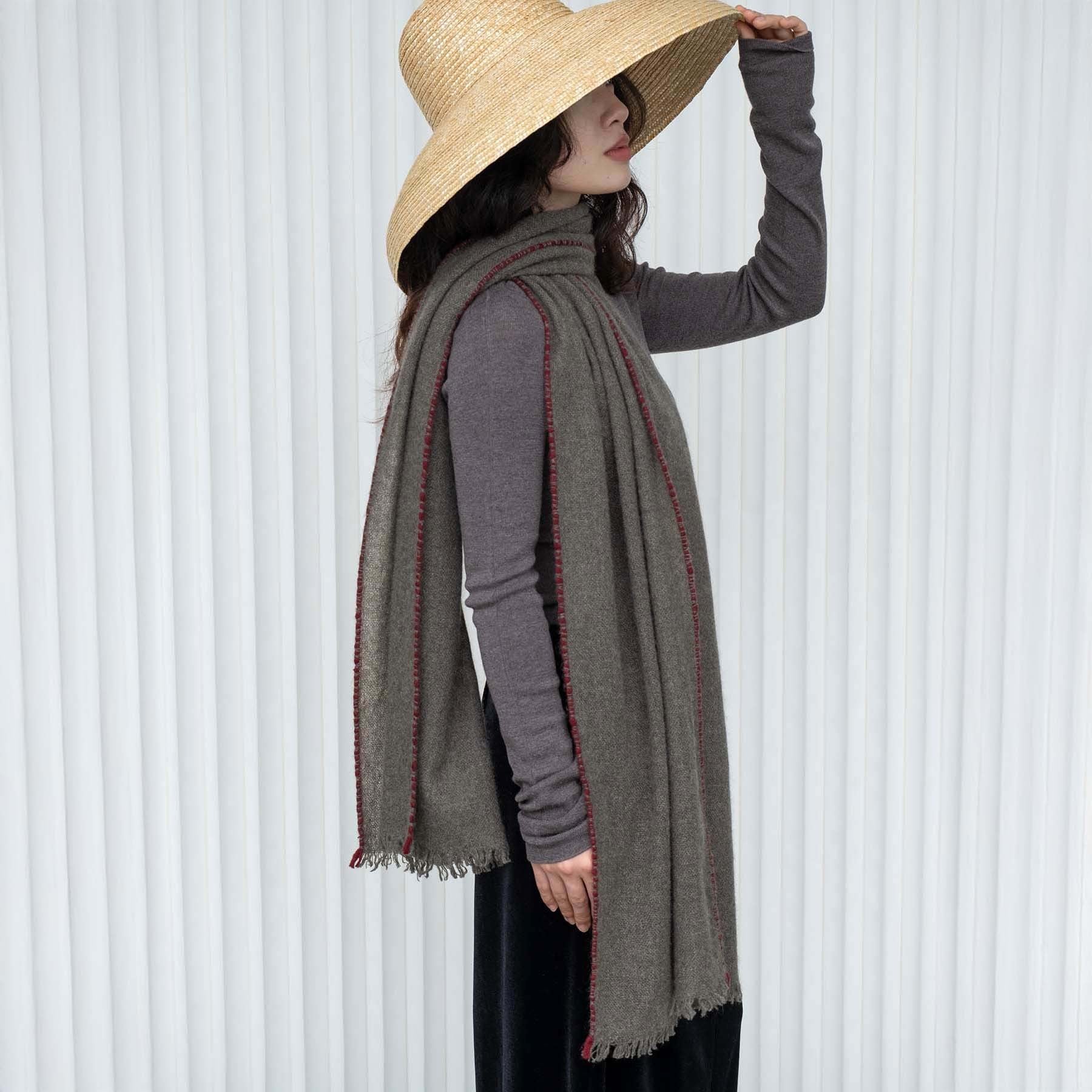 Stitch Detail Scarf - Green