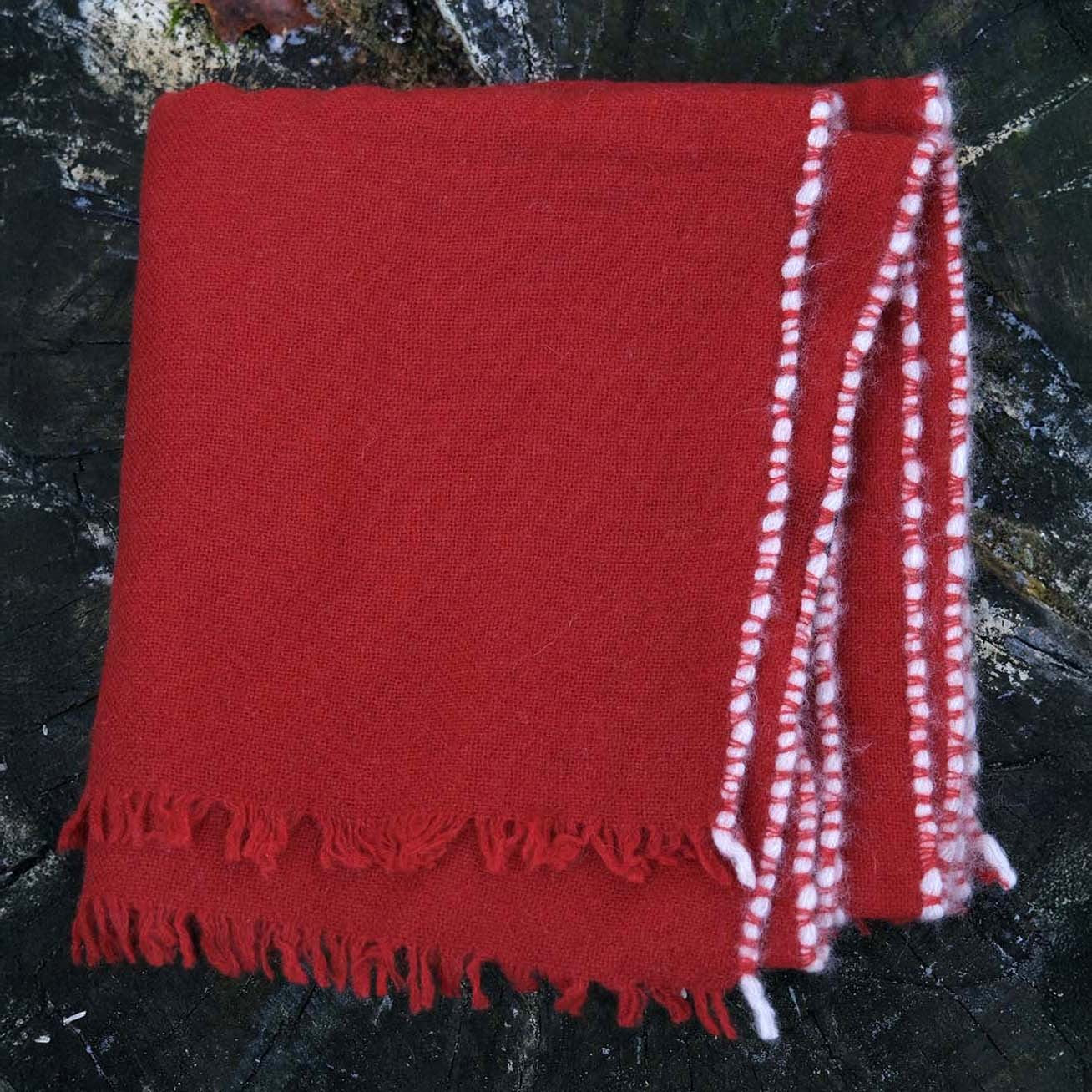 Stitch Detail Scarf - Red