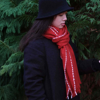 Stitch Detail Scarf - Red