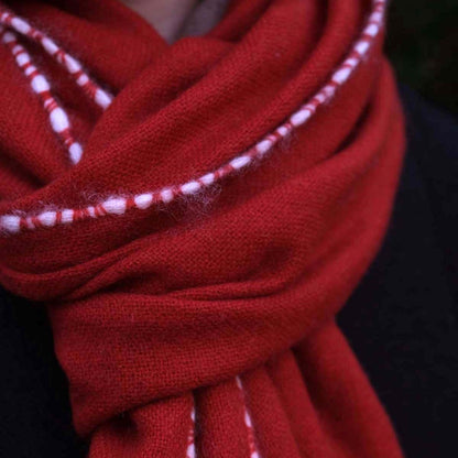 Stitch Detail Scarf - Red