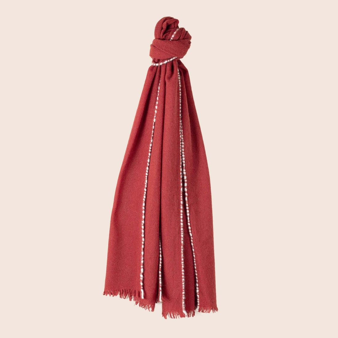 Stitch Detail Scarf - Red