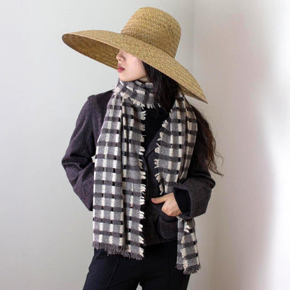 Check Detail Scarf - Brown