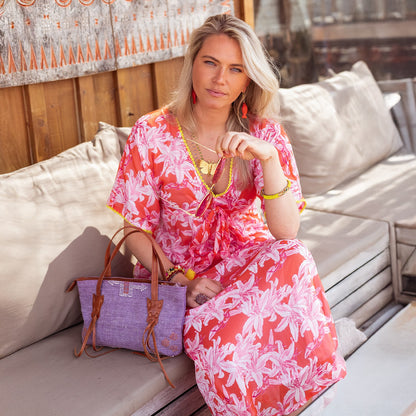 Orange Lilies Long Dress - Orange