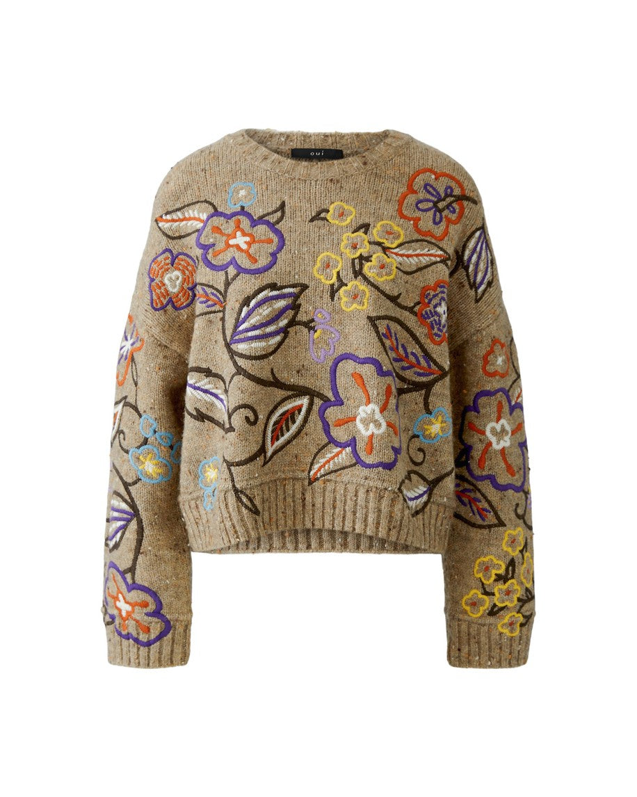 Floral Embroidered Knit Jumper - Multi