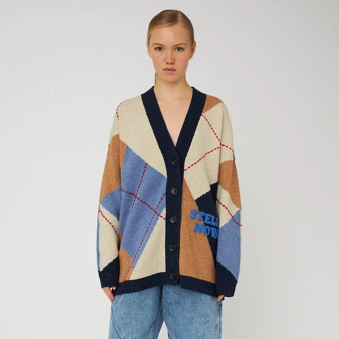 Oversized Cardigan In Wool Mix - Blue Sea