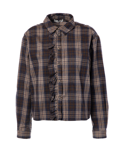 Parole Check Blouse - Blue Sand Check