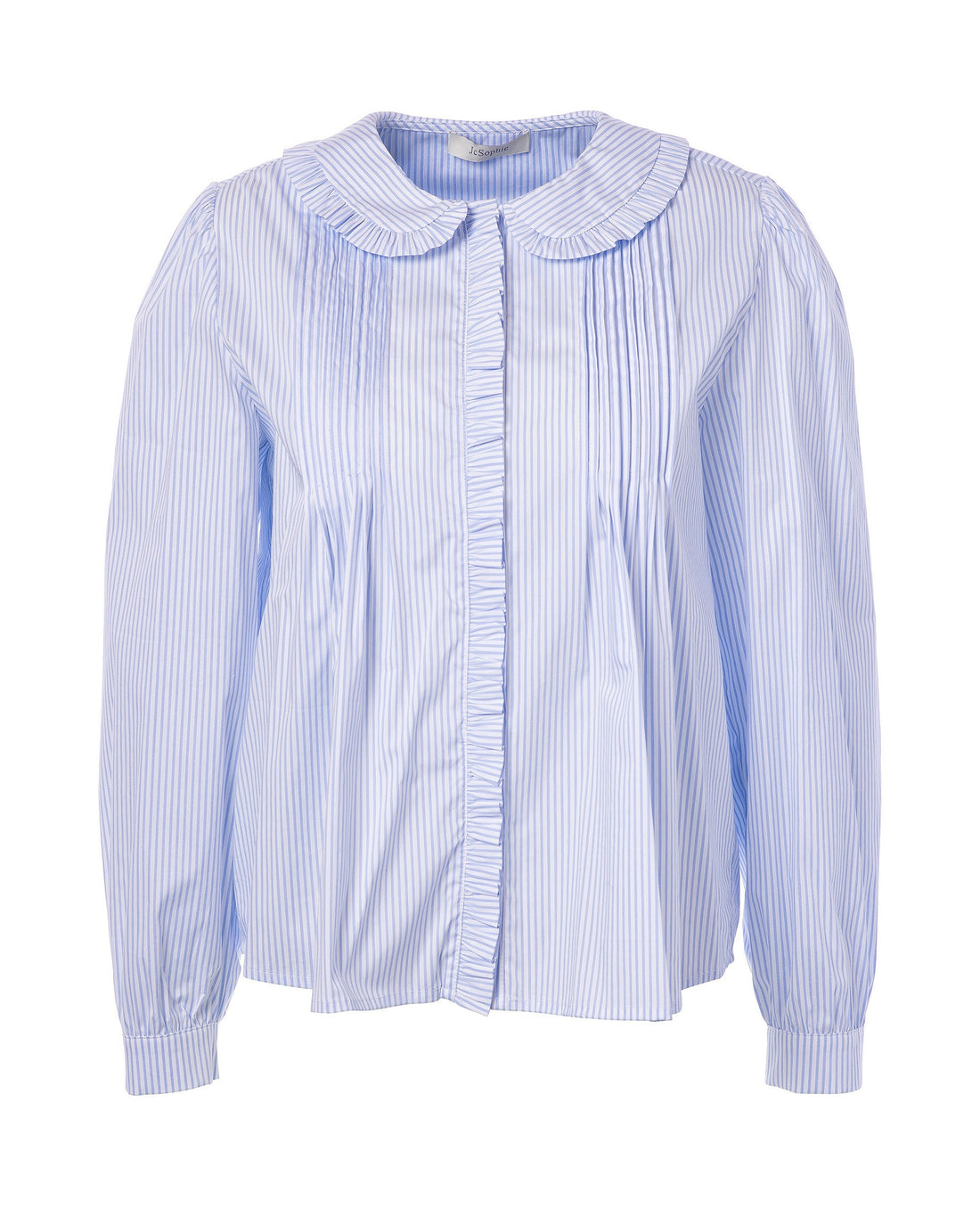 Passion Stripe Frill Collar Blouse - Blue Stripe
