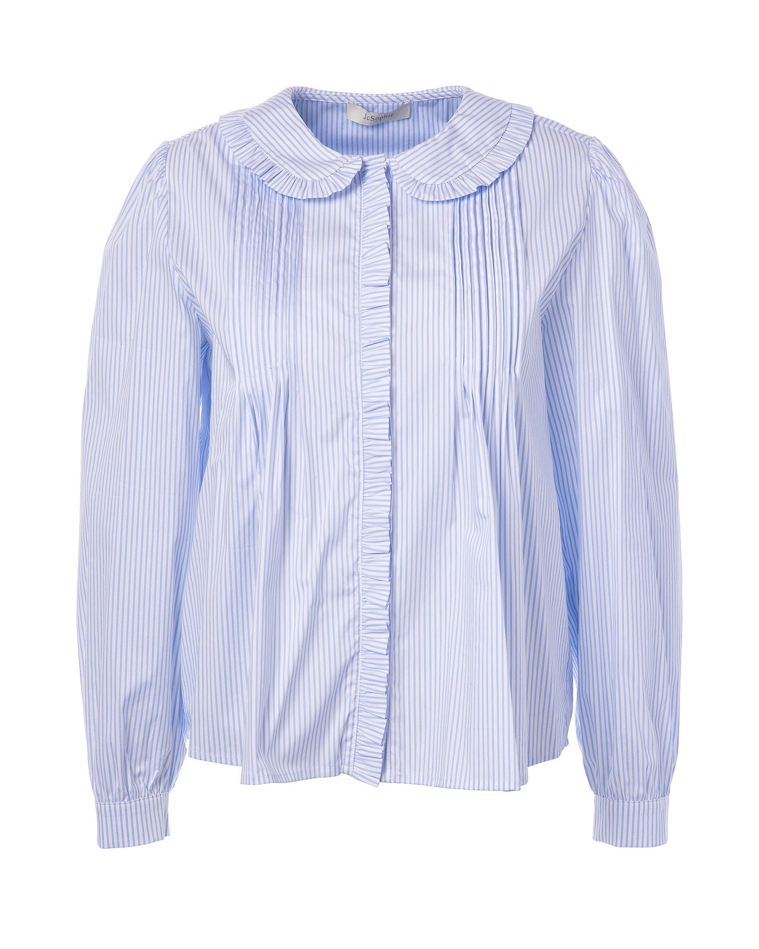 Passion Stripe Frill Collar Blouse - Blue Stripe