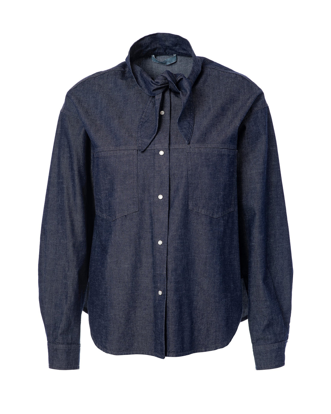 Plum Tencil Denim Bow Shirt - Dark Denim