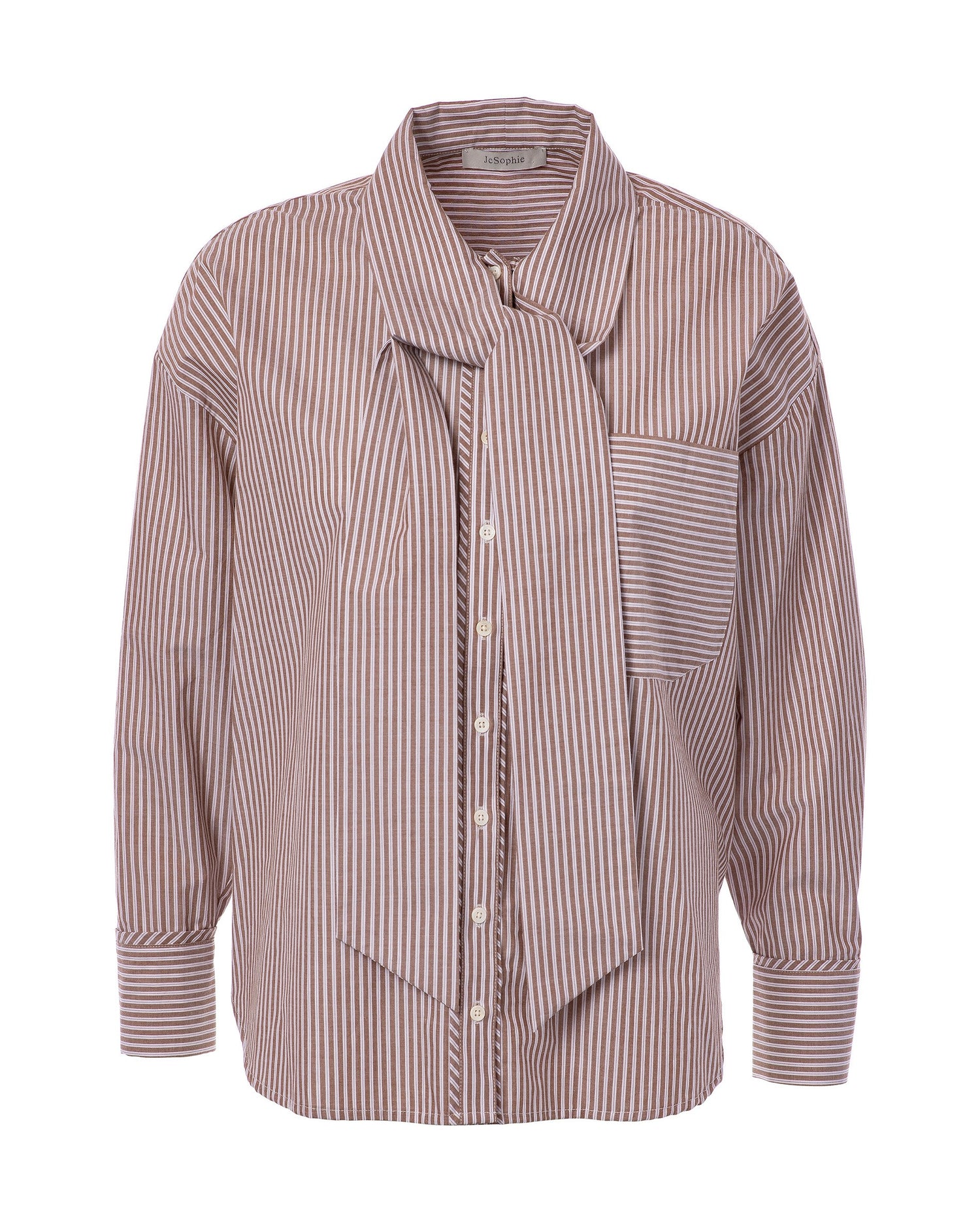 Polo Stripe Bow Shirt - Brown Stripes