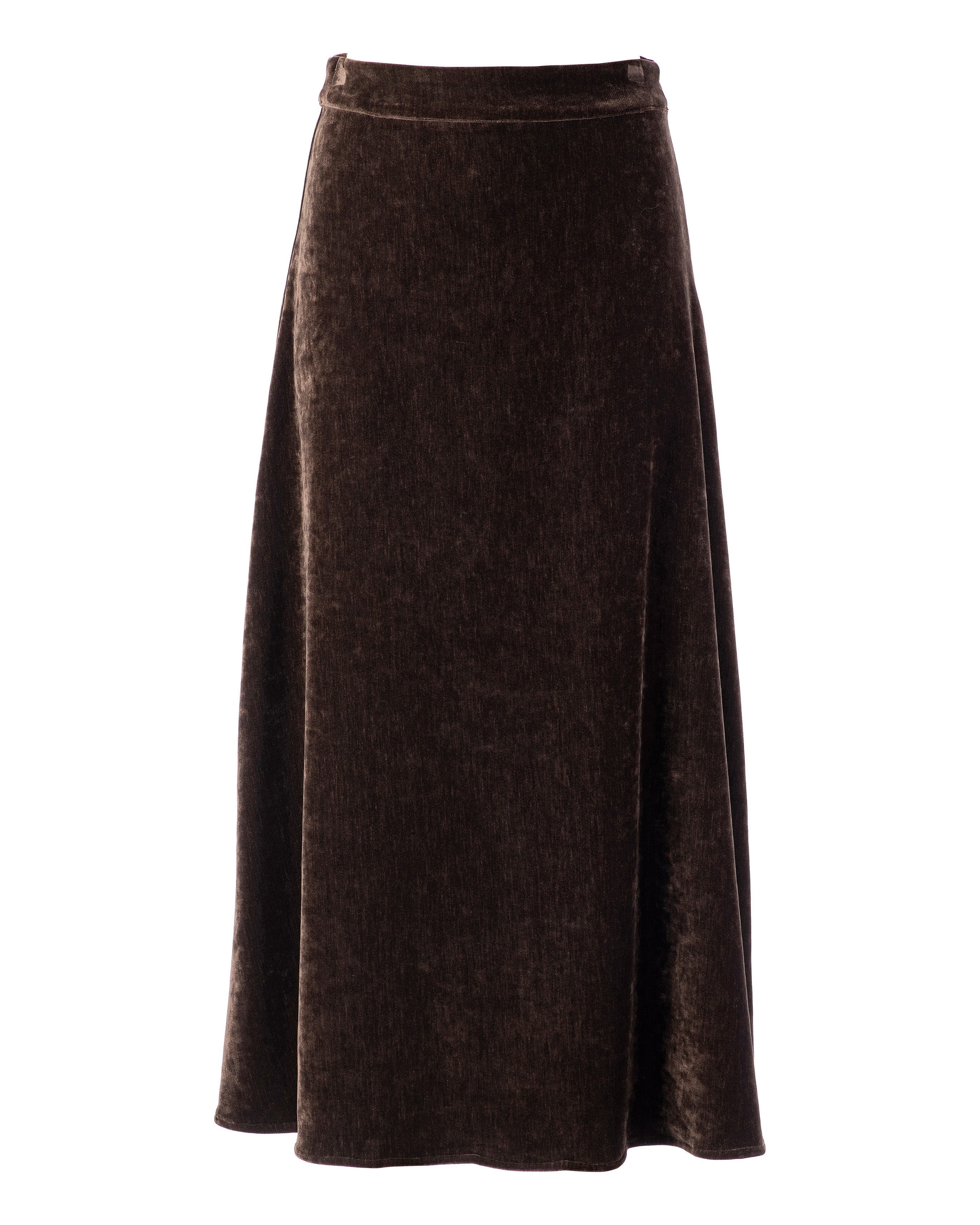 Pirouette Velvet Long Skirt - Dark Brown