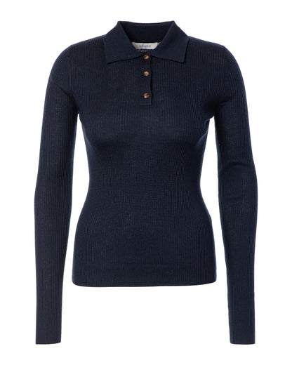 Pisa Merino Polo Knit - Midnight