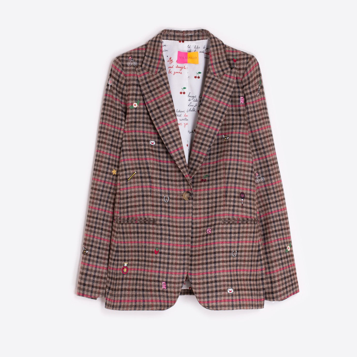 Pencil Tweed Blazer - Pink Check