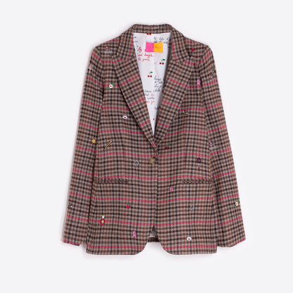 Pencil Tweed Blazer - Pink Check