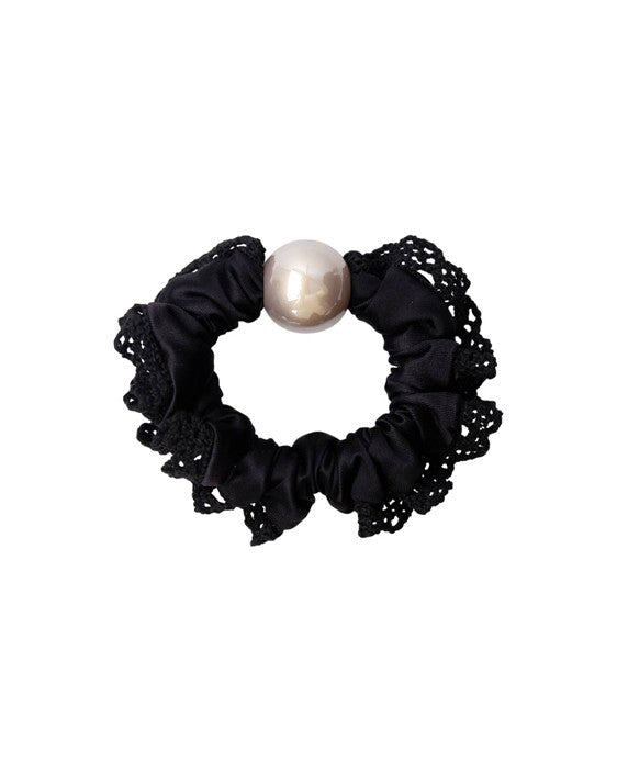 Teresa Mini Satin Scrunchie - Black