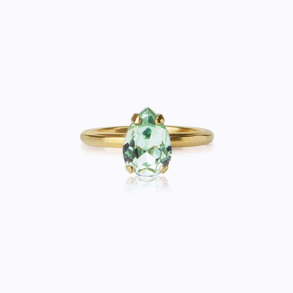 Petite Drop Ring Gold - Chrysolite