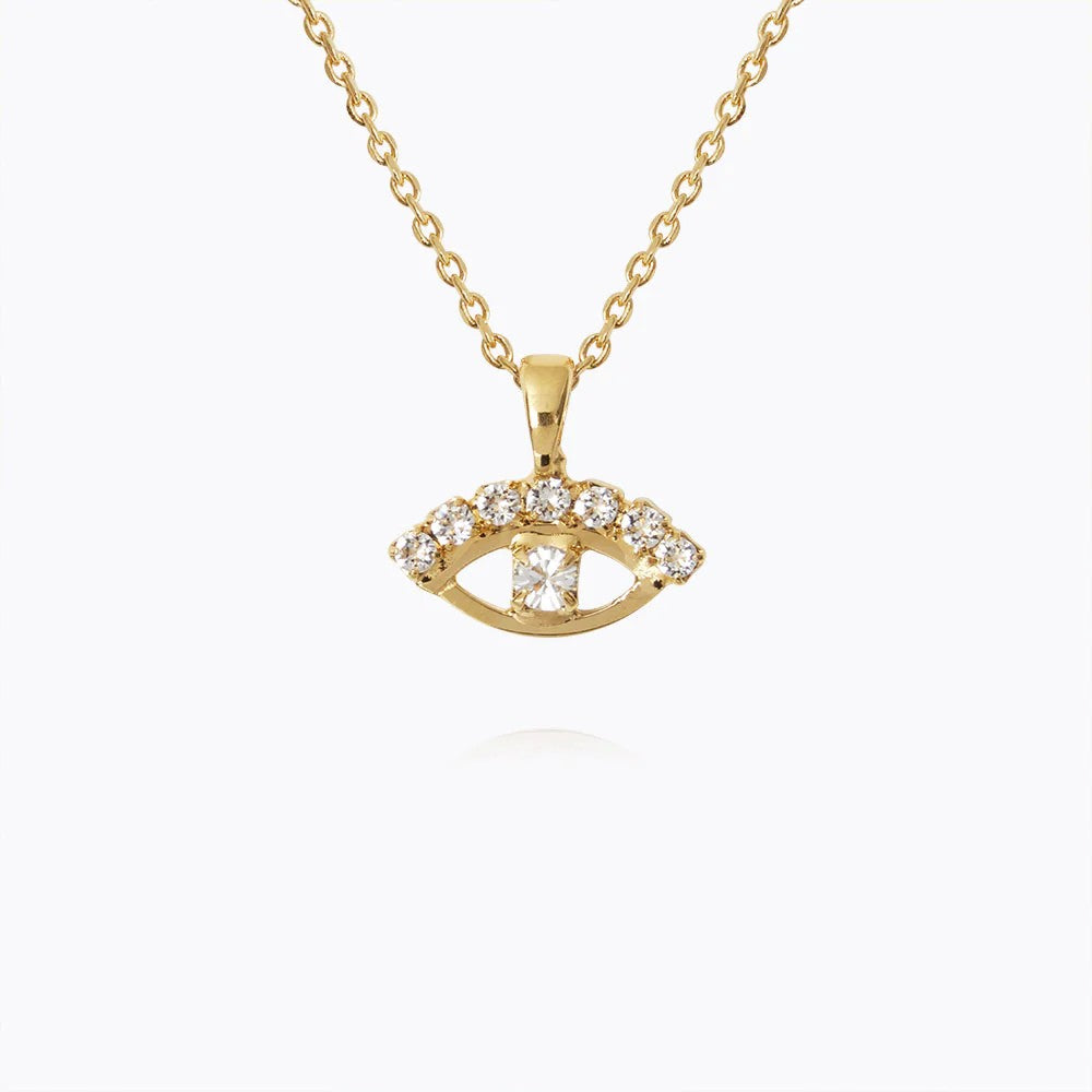 Petite Greek Eye Necklace Gold - Crystal