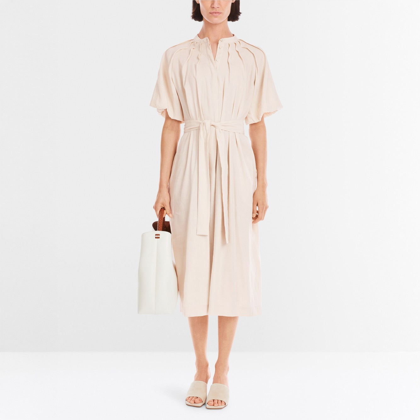 Pleated Detail Dress - Magnolia