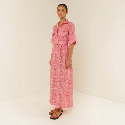 Memento Dress - Pink Palms