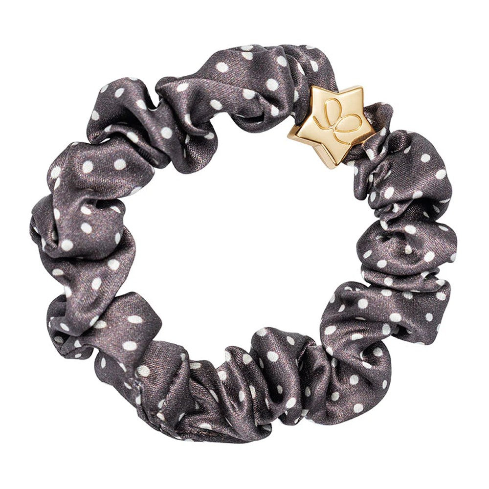 Gold Star Silk Scrunchie Polka Dot - Mocha