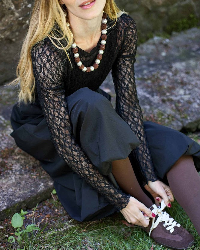 Posy Tied Necklace - Coffee Dot
