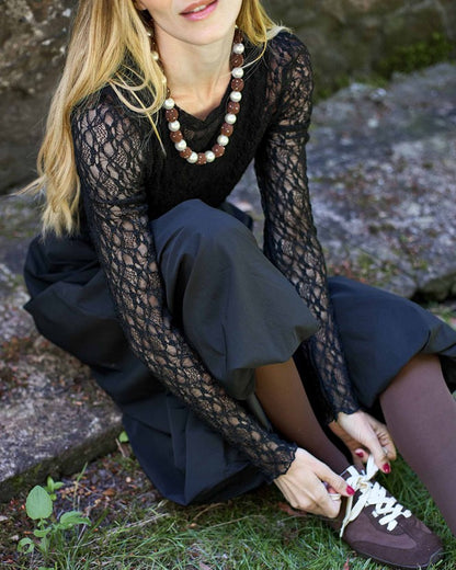 Posy Tied Necklace - Coffee Dot