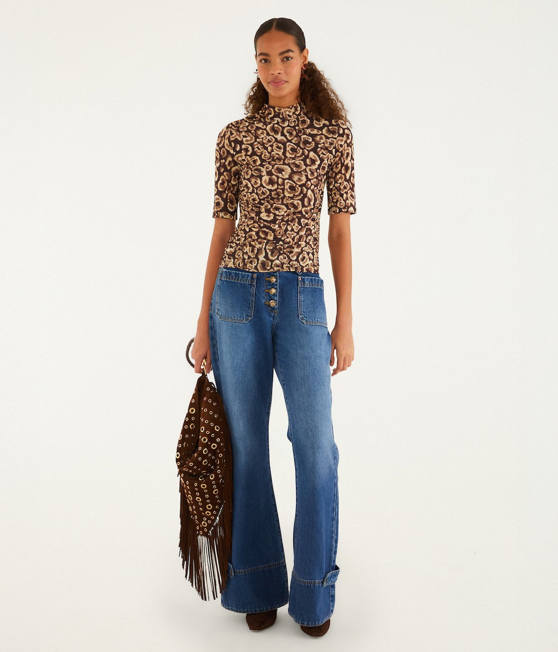Leopard Jersey Blouse - Primitive Leopard Brown