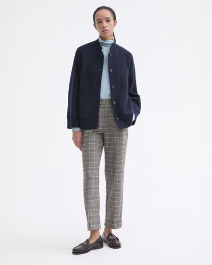 Prince Of Wales Check Elastic Trouser - Green/Blue