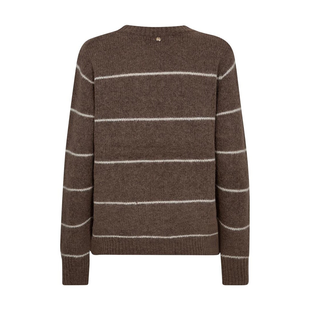 Thora Slim Stripe Crewneck Knit - Pine Bark