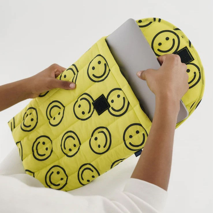 Puffy Laptop Sleeve 16&quot; - Yellow Happy