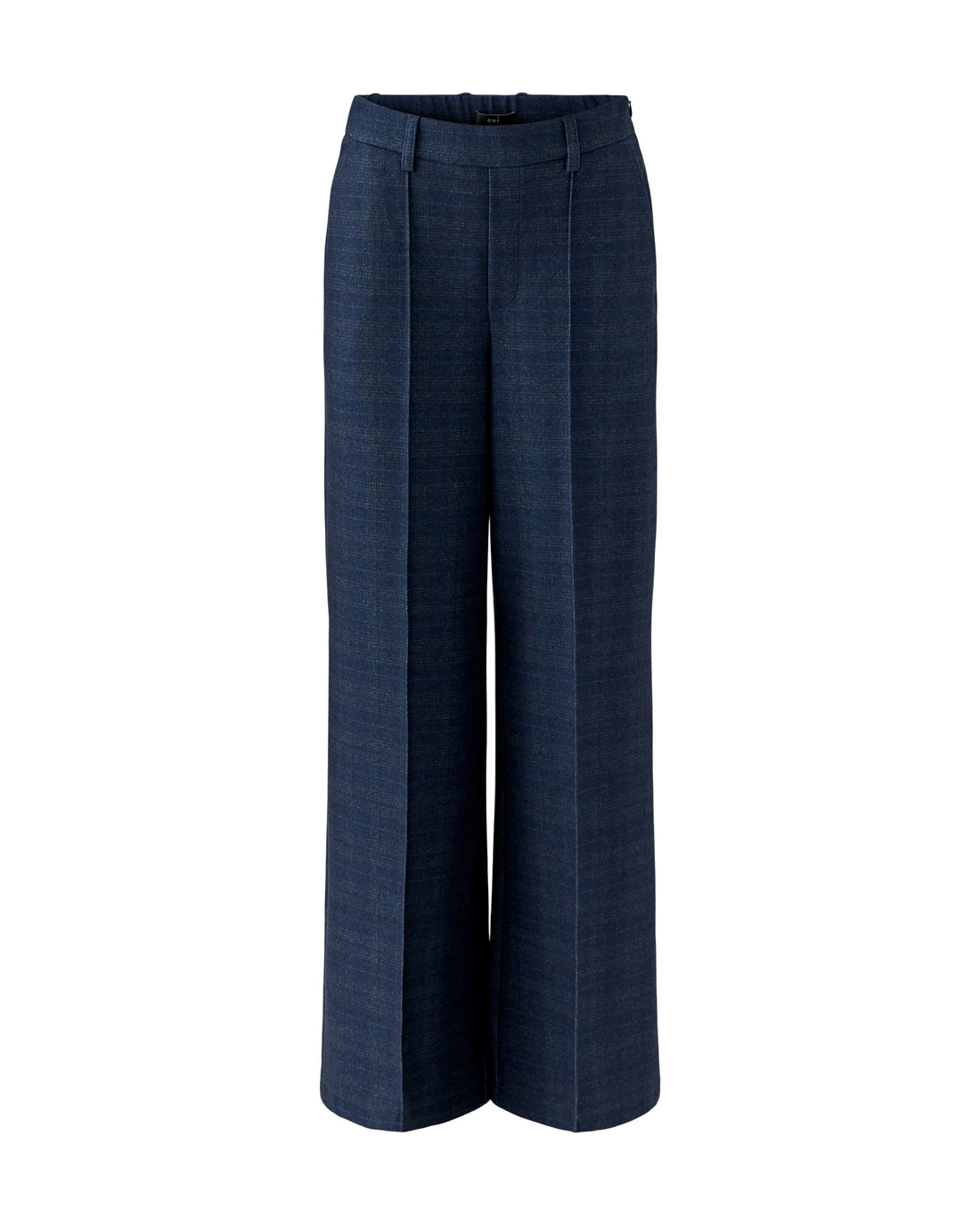 Pull On Check Trousers - Navy
