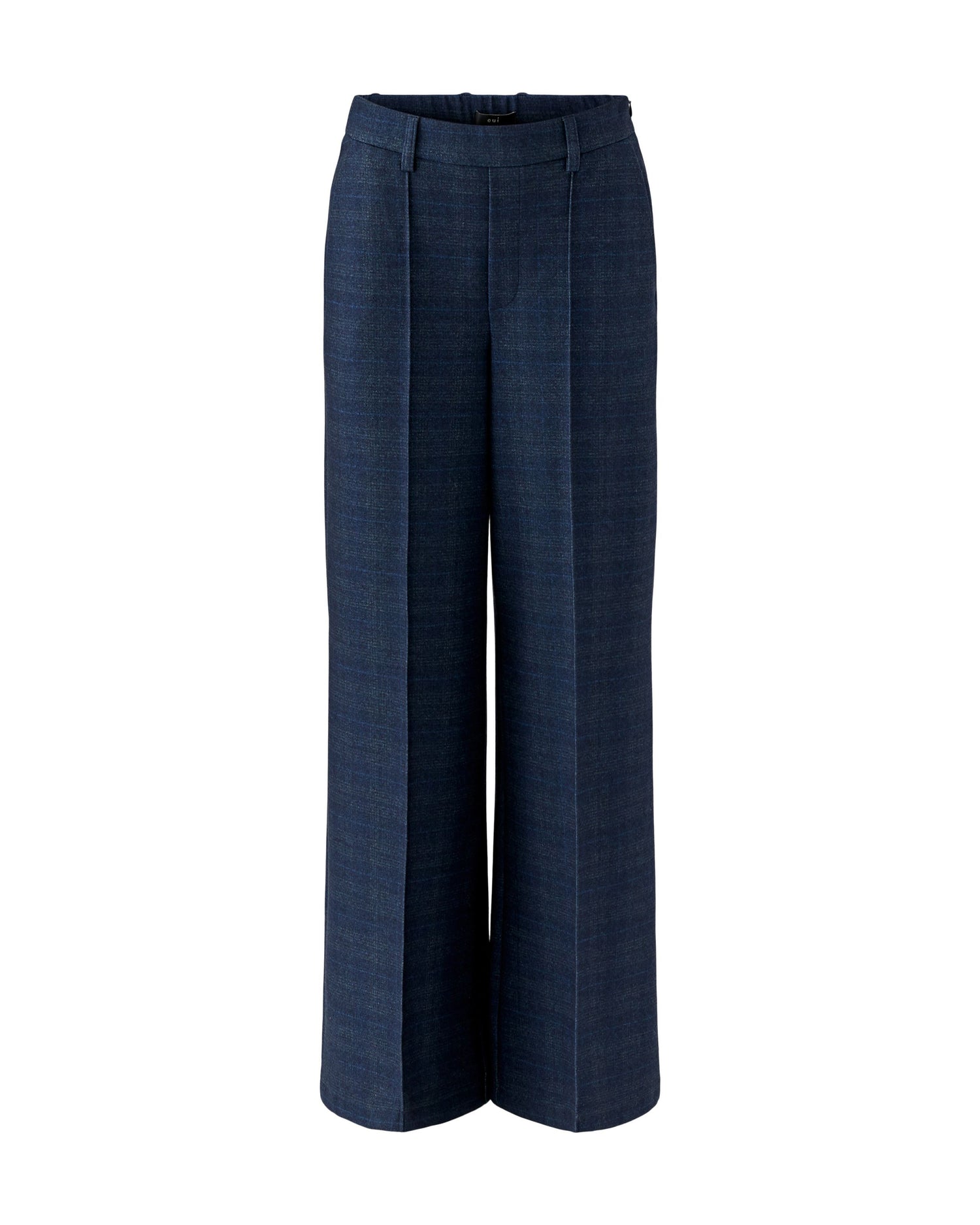 Pull On Check Trousers - Navy