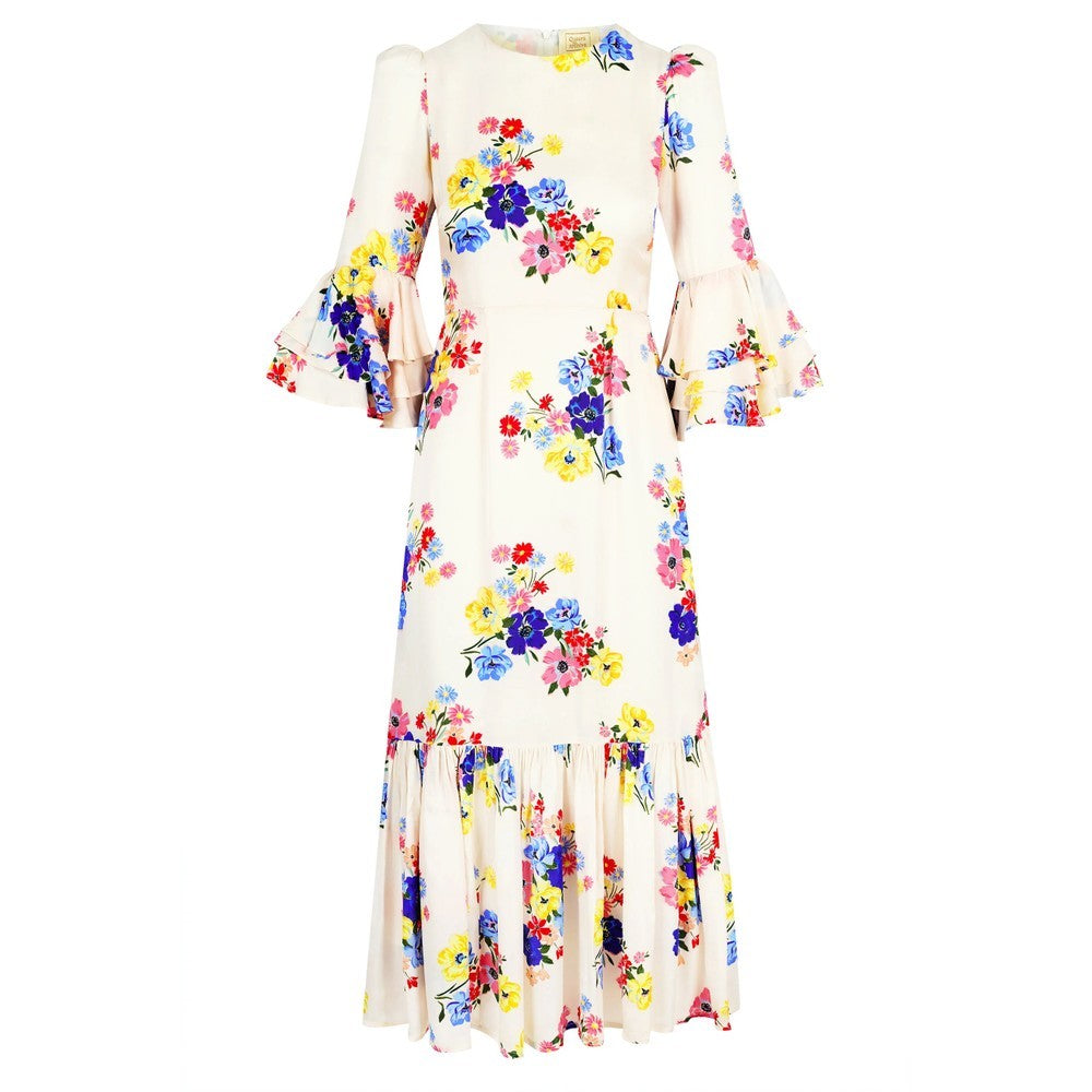 Leigh Dress - Floral Print On Oyster