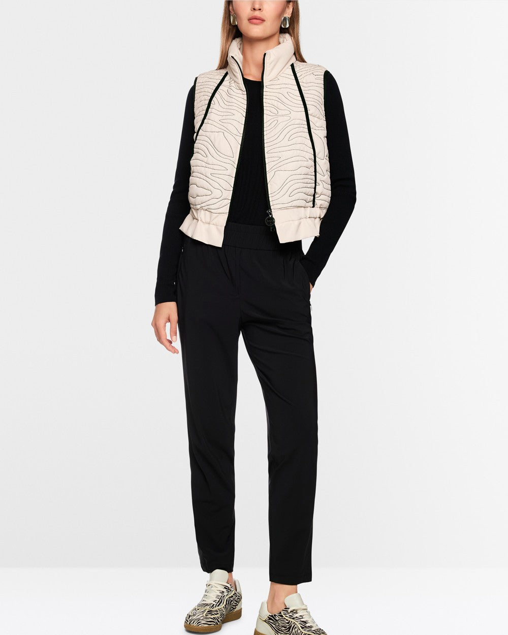 Quilted Gilet - Black White