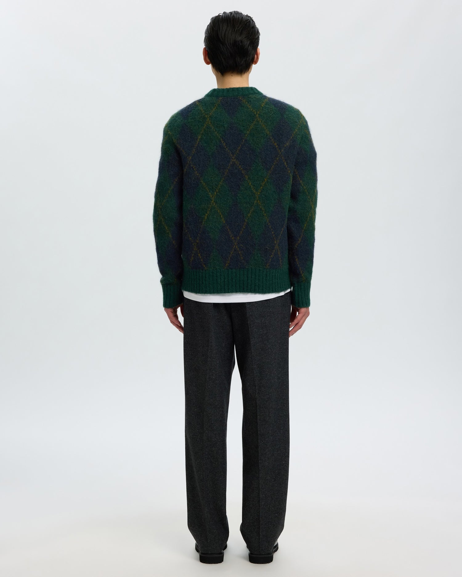 Rai Long Sleeve Knit Argyle Crew Neck - Pine Grove Navy Blazer / Fir Green