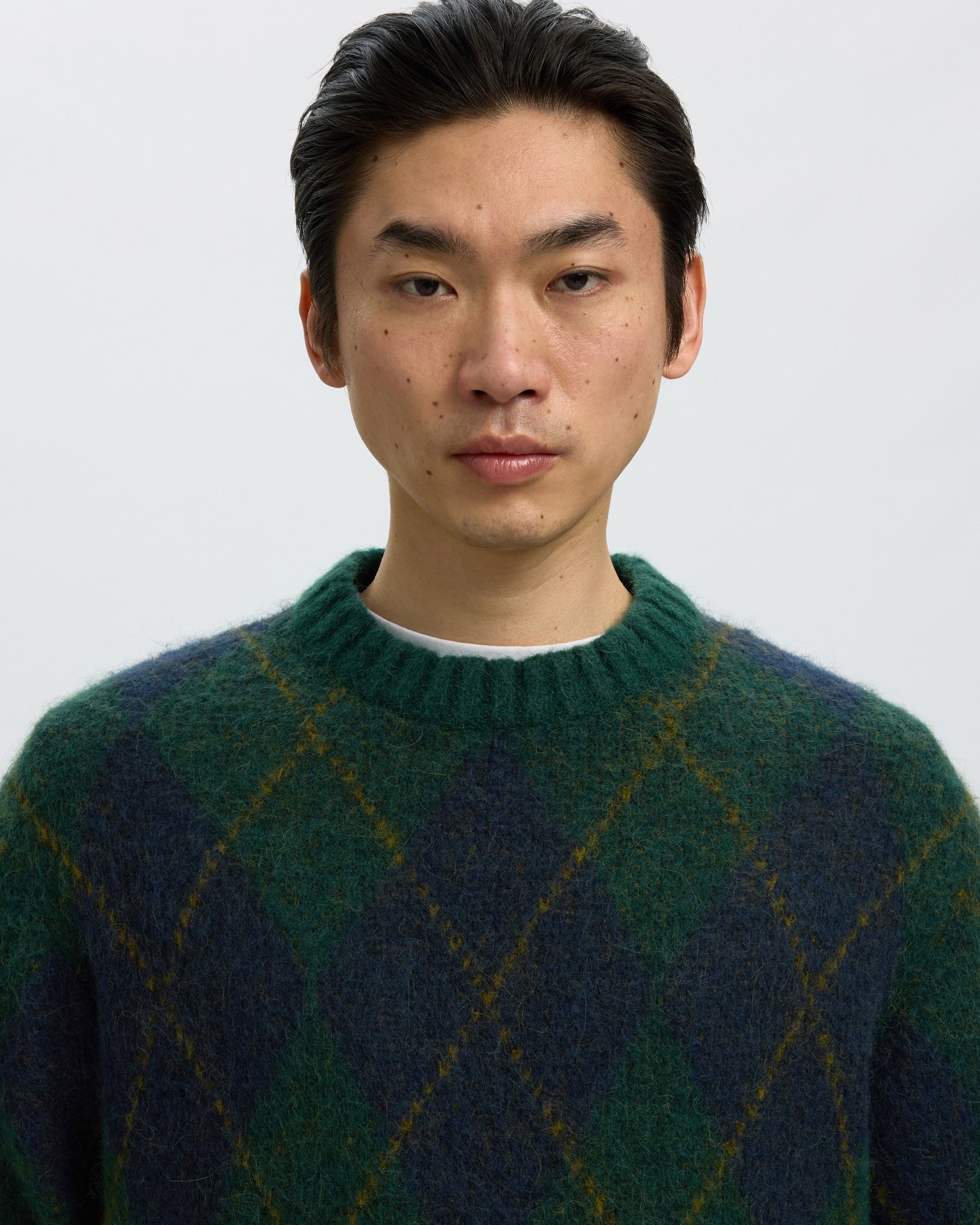 Rai Long Sleeve Knit Argyle Crew Neck - Pine Grove Navy Blazer / Fir Green
