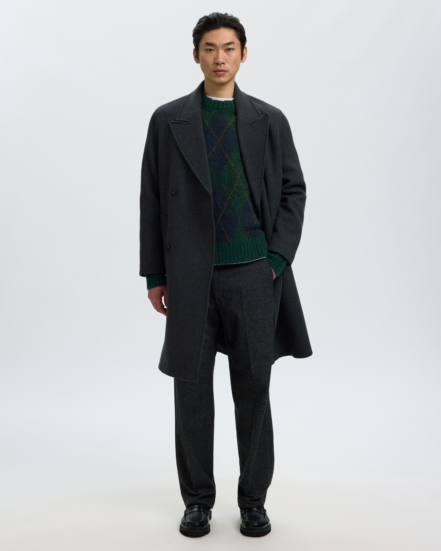 Rai Long Sleeve Knit Argyle Crew Neck - Pine Grove Navy Blazer / Fir Green