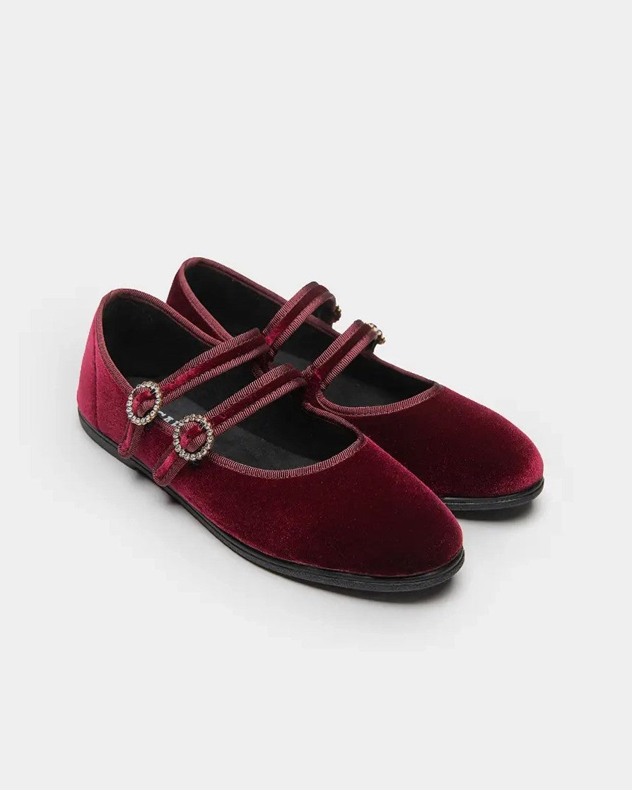 Double Strap Ballet - Burgundy Burdeos
