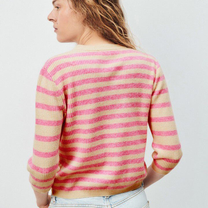 Raxow Long Sleeve Striped Knit - Naturel Raye Princesse Chine