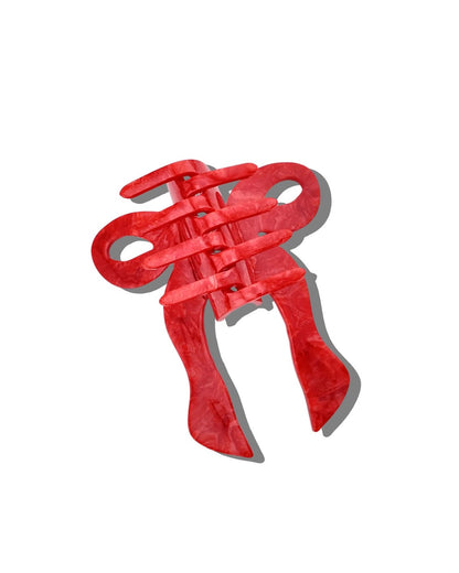 Red Bow Hair Claw - Red