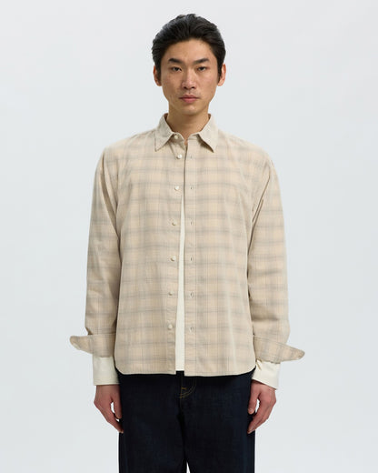 Regclaus Cord Check Long Sleeve Shirt - Oatmeal Brushed Nickel