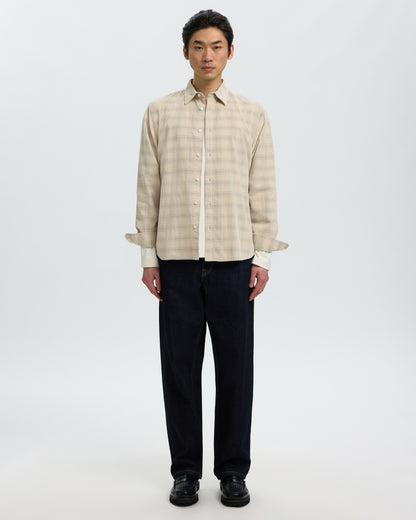 Regclaus Cord Check Long Sleeve Shirt - Oatmeal Brushed Nickel