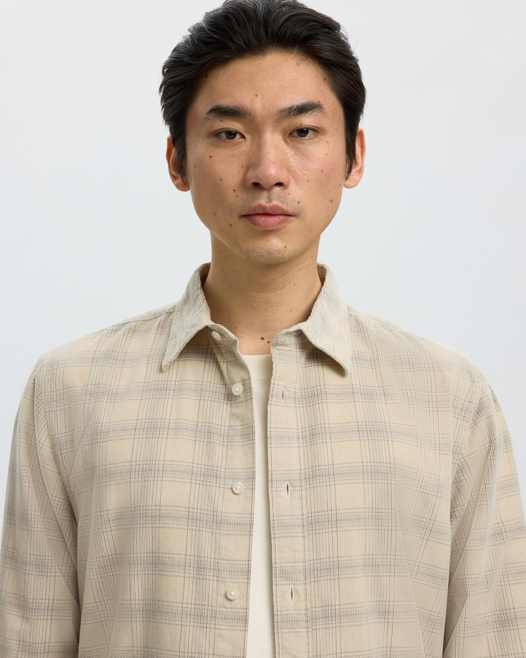 Regclaus Cord Check Long Sleeve Shirt - Oatmeal Brushed Nickel